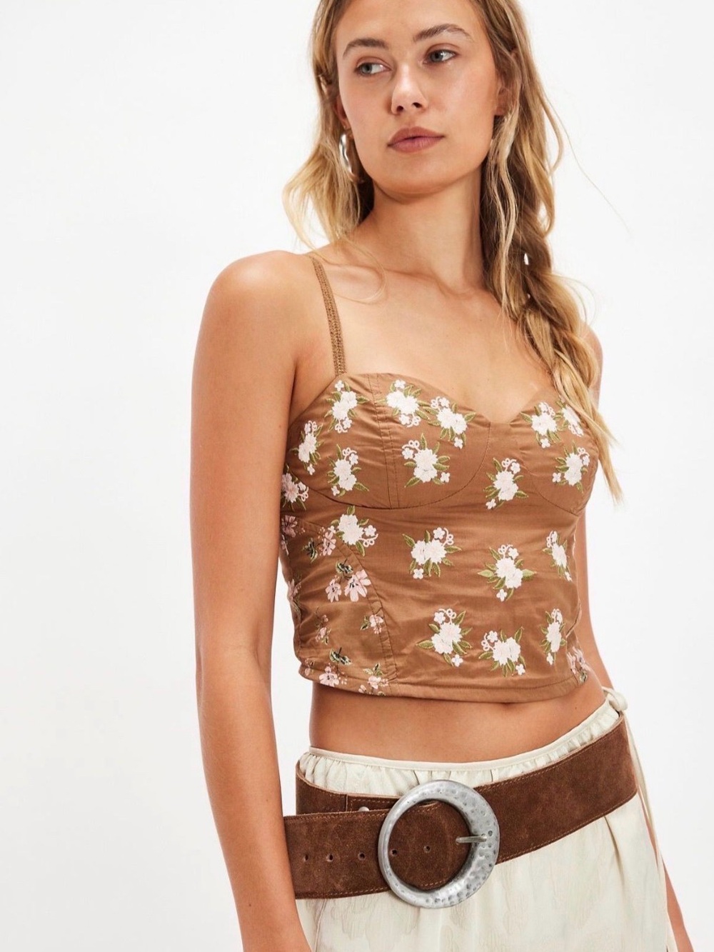 Free People wild flowers embroidered bustier.